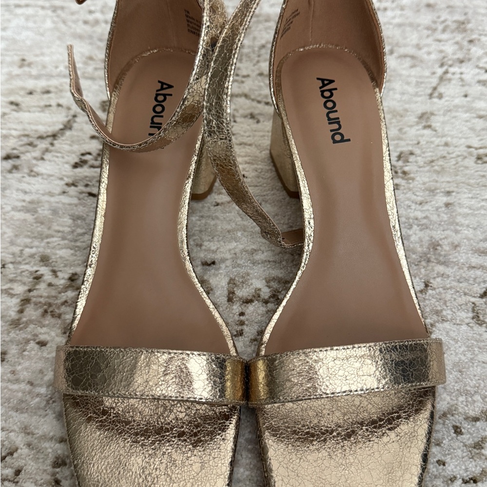 Abound Gold Block Heels with Ankle Straps